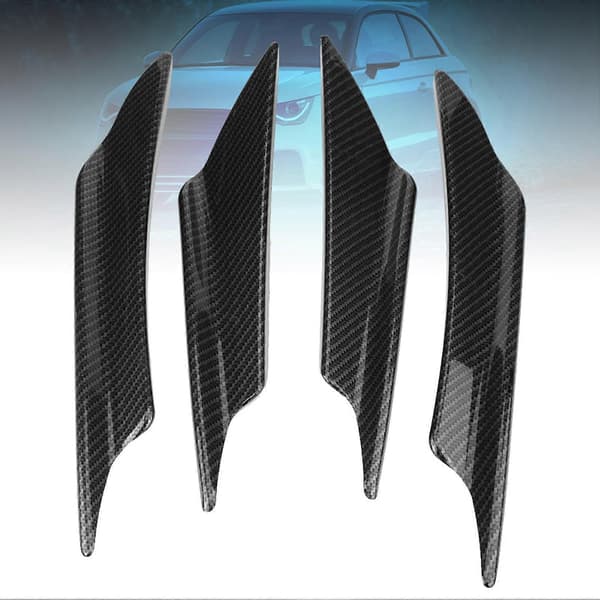 4st Bil Främre Stötfångare Deflektor Läpp Splitter Fenor Canards Kaross Spoiler Kolfiber