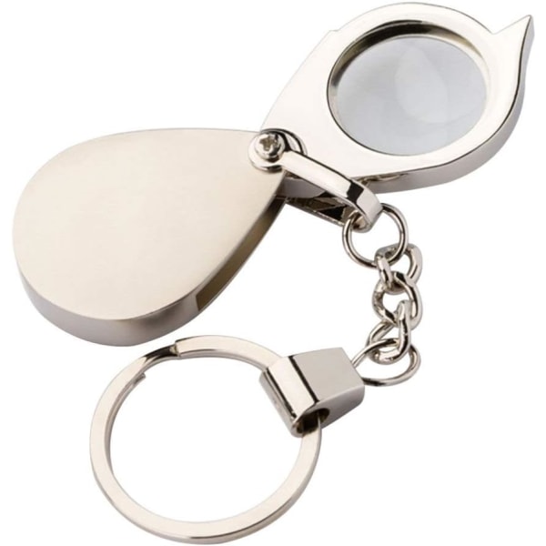 15X Nøglering Forstørrelsesglas Håndholdt Lommeforstørrelsesglas Lille Foldbar H