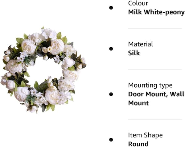 Dørkrans, Kunstige Blomster Peony Krans - Fire Sesonger Fron