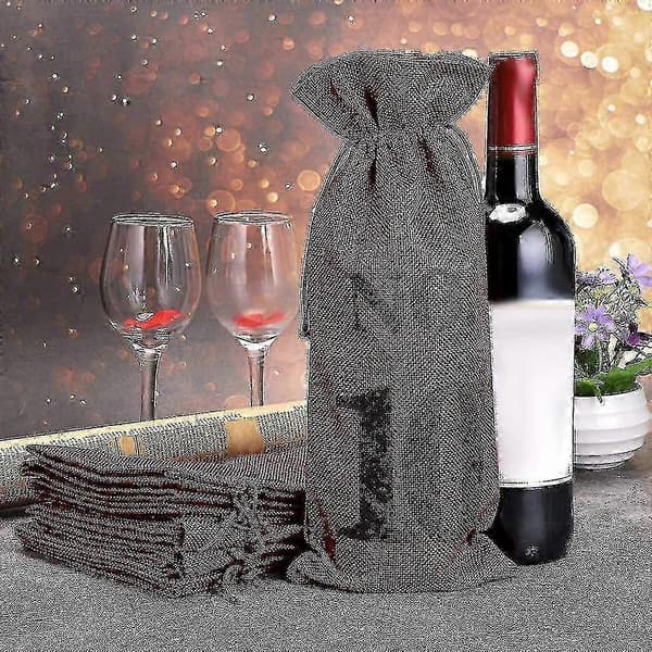 1 til 10 lerretsvinposer Blind vinsmaking, vinposer bryllupsbordnumre, vinsmakingsposer, fest