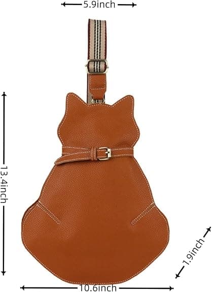 Katt crossbody-väska, enkel bröstväska, läder, brun
