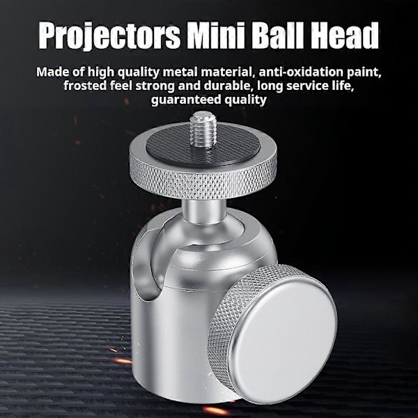 Mini Kulled i Aluminiumlegering 360 Graders Roterbar 1/4 3/8-tums Skruv Metall LED Videolampa Mobiltelefon DSLR Kamera Monopod Stativ Huvudfäste Adapter C 1 4inch