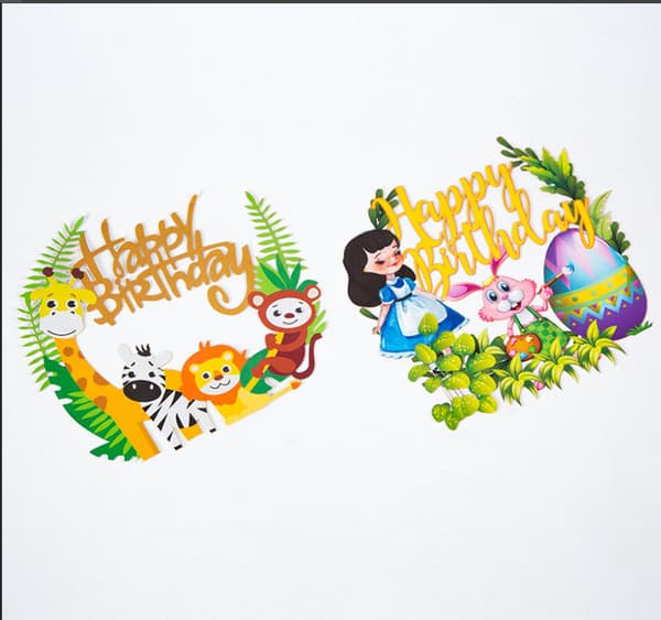 2 stk. Akryl Dyre Cupcake Topper - Kagevalg Sød Jungle An