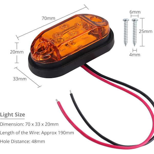 4x4LEDs Sidemarkeringslys Foran Baglygte Godkendelseslys Vandtæt