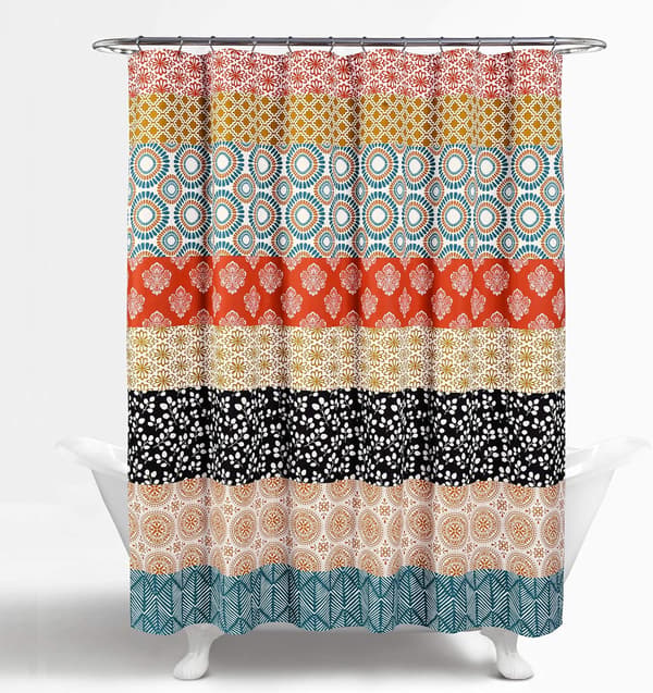 Boho Stripete Dusjforheng, Dristig Fargerik Design, 35\" x 72\", Turkis