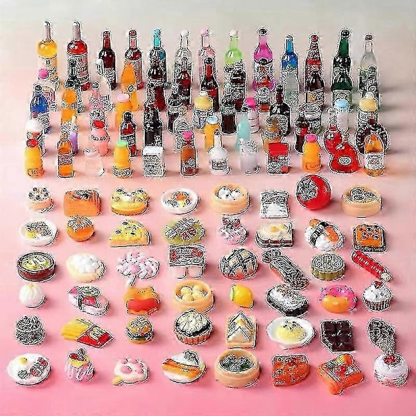 100 stk. Miniatyr Matmodell For Dukkehus, Mini Mat Drikke Flaskeform Leker, Dukkehus Tilbehør, Kjøkken Mat Leker For Voksne Tenåringer Barn