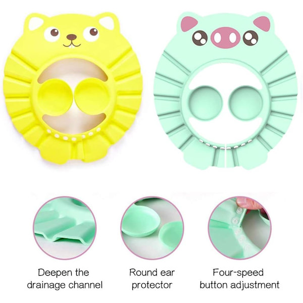 Baby Dusjhette (Grønn Gul), Baby Dusjhatt, Justerbar Visir