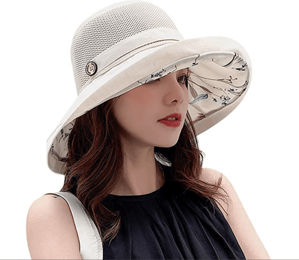 Naisten Mesh-aurinkolippis - UPF UV-suoja - Pakattava - Laaja reuna