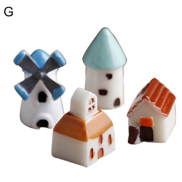 2/4 st Harts Häst Sköldpadda Vädermölla Miniatyr Dockhus Ornament Trädgårdsdekor G (4pcs windmill house)