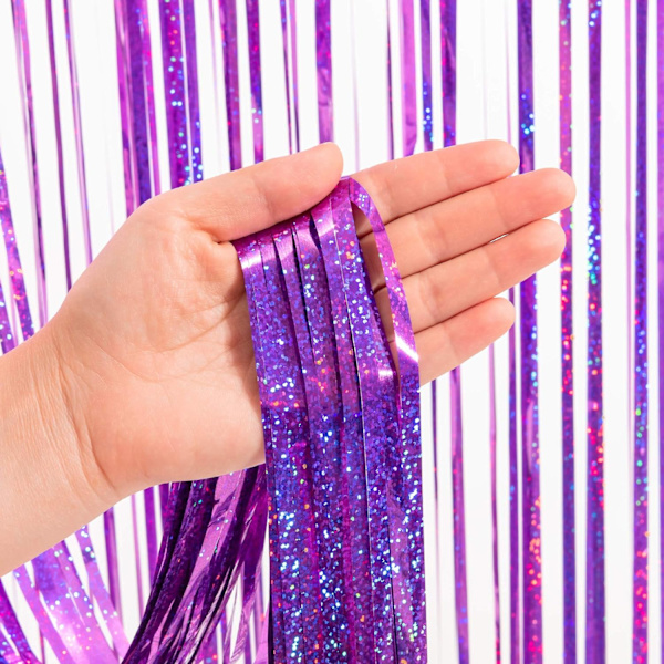 /#/(2Pack, 1x2.5m)Pink Foil Fringe Curtain Backdrop, Sparkle Tinsel/#/