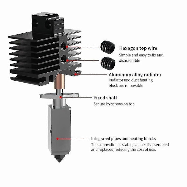til Bambu Lab V2.0 X1/P1S/P1P Ekstruder Hot End Opvarmningssæt 3D Printer Tilbehør