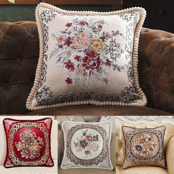 Putetrekk Broderimønster Bilinteriør Ornamenter Silke Sateng Sofa Putevar for Stue 2
