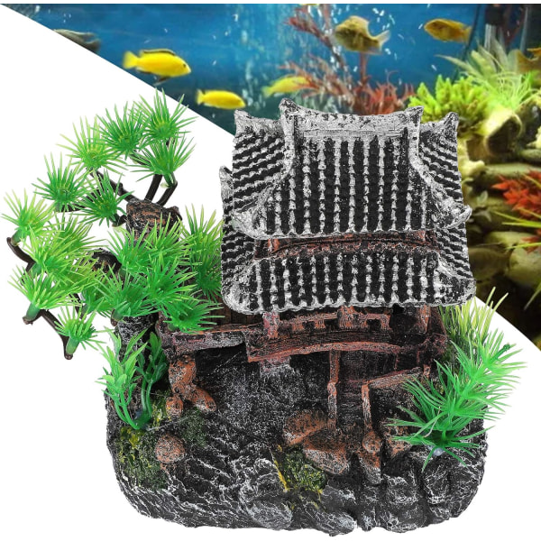 Akvariumhus Resin Kunstig Gammelt Hus Fiskedam Landskap