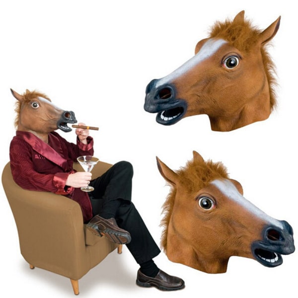 Hästmask Realistisk Djur Helhuvud Latexmask, Halloween Carn