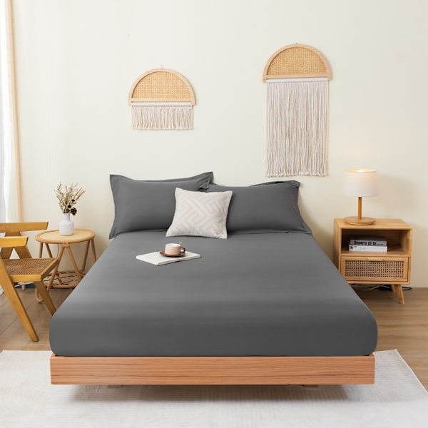 ##/Grå borstad resårlakan 120cmx200cm, 2 st örngott##/