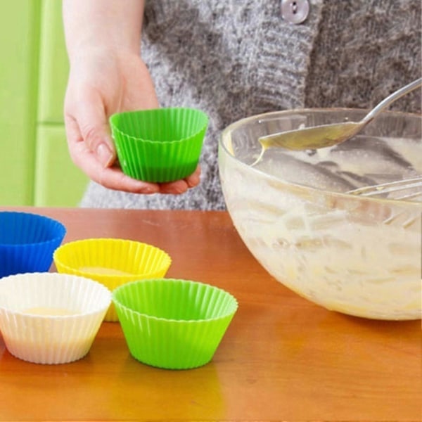 5 stk. Kop Geometrisk Form Non-stick Silikone Bage Muffinsform til Køkken 5PCS-Round