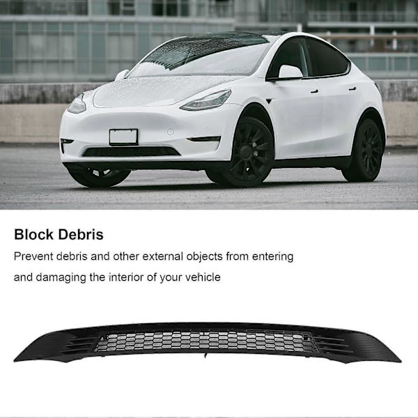 Front Grill Mesh Bumper ABS Rustfritt Stål Øker Luftstrømmen Luftventil Deksel Erstatning for Tesla Model Y 2019 til 2023