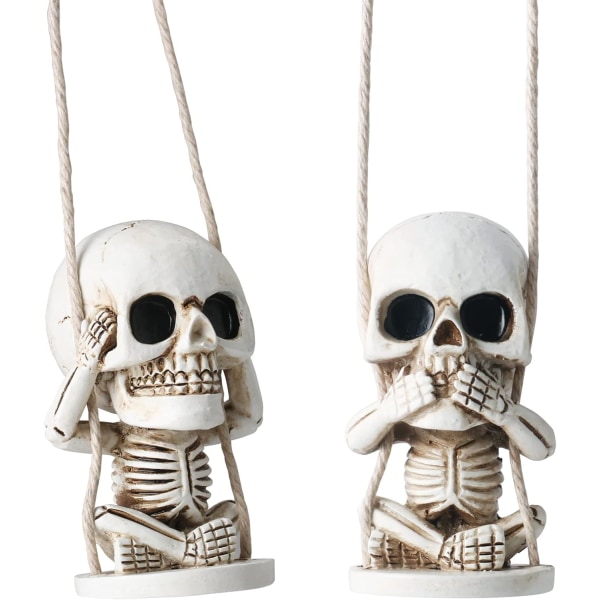 Bilspejl hængende tilbehør Cute Sugar Skull Decor Set bagfra