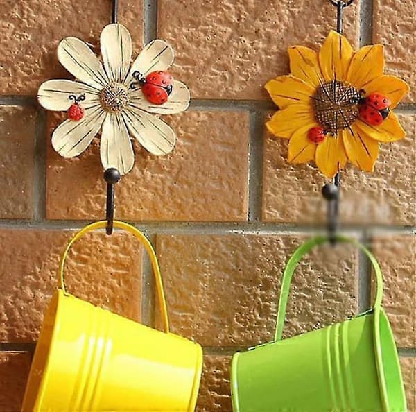 Väggkrokar för växter, väggmonterad, konstnärlig blomkrok i järn, heminredning set 2