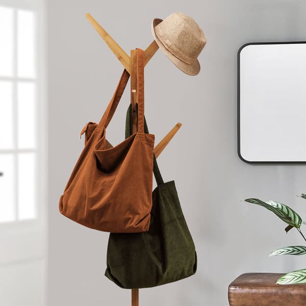 En svart tjock Corduroy Tote Bag med extra stor kapacitet