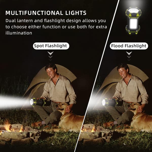 Kraftful Lommelygte Genopladelig LED Campinglys 8 Tilstande Teltslys