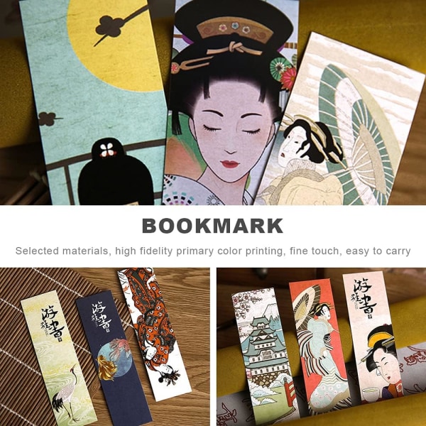 60 Ark Bokmerker, Japansk Vintage Bokmerkebok Stil M