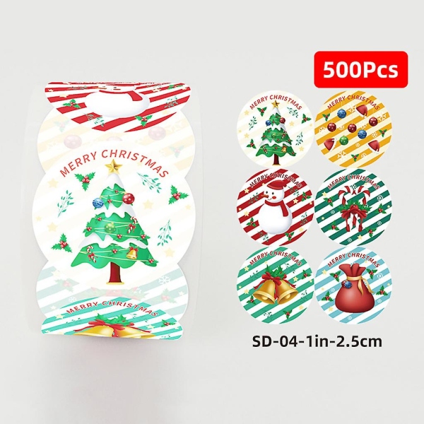Julestickere Rulle 500 stk Glædelig Jul Stickers Til Kort Gavekonvolutter Dekorative Forseglings Stickers Etiketter