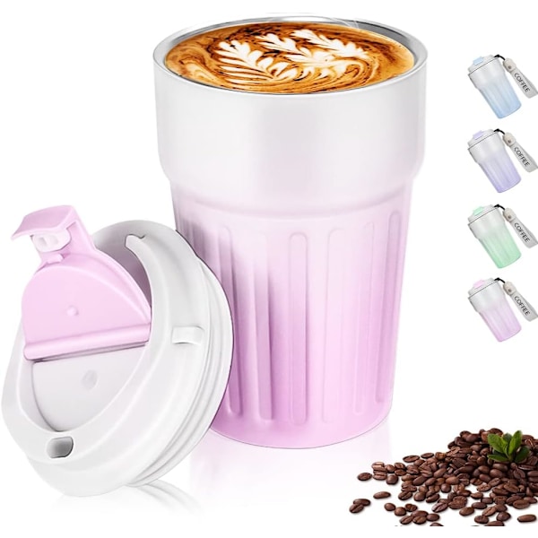 ##/400 ml rustfritt stålkopp (rosa) - Vanntett kaffekopp og tekopp##/