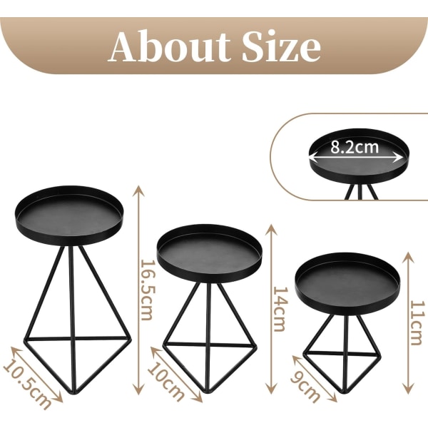 Metallljusstakar - Set med 3 svarta ljusstakar, Modern Geo