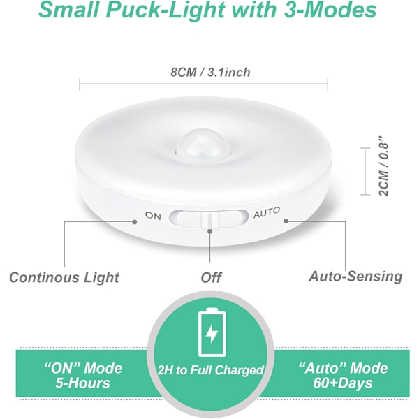 ##/Sæt af 6 LED-lamper med bevægelsessensorer, LED-lys med genopladning##/