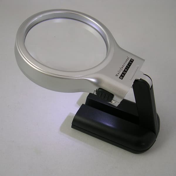 LED-belyst bordlampe med foldbar forstørrelsesglas - 3X stor bærbar lampe