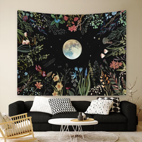 130x150cm Väggbonad med månskensgård för naturdekoration