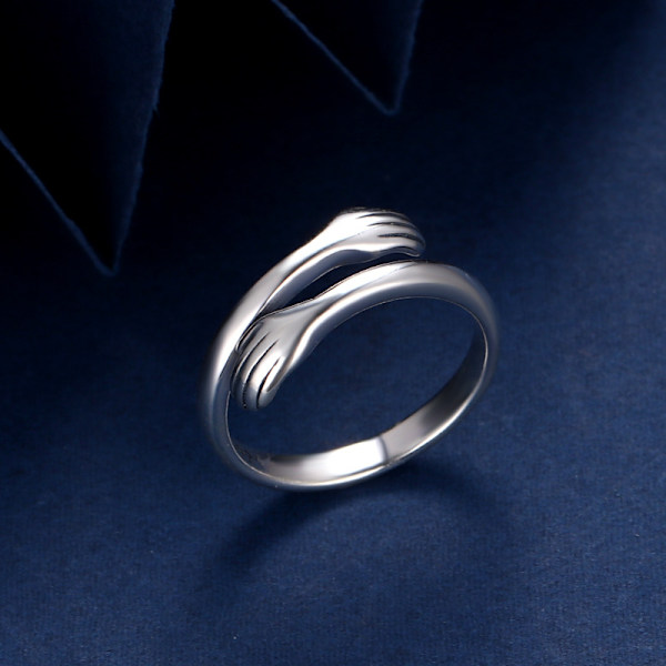 Kramaring, 925 Sterling Silver Justerbar Kramaring Silver Interlocking