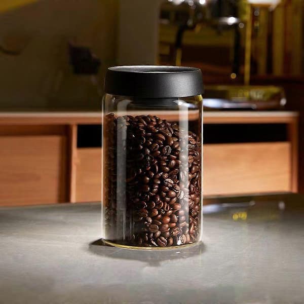Vakuumförseglad burk för kaffebönor, lufttät matförvaringsbehållare, klara glasburkar för hemmet, fuktsäker luftutsugningstank 500ML