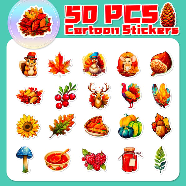 ##/50 st Thanksgiving Dekoration Dekaler, Vattentäta Dekaler för ##/
