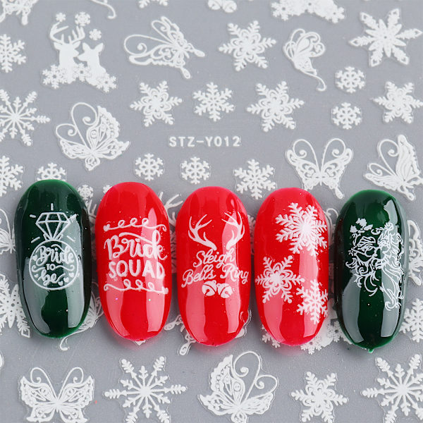 9 Ark Nagelklistermärken Dekaler Snöflinga Rensa Mönster DIY