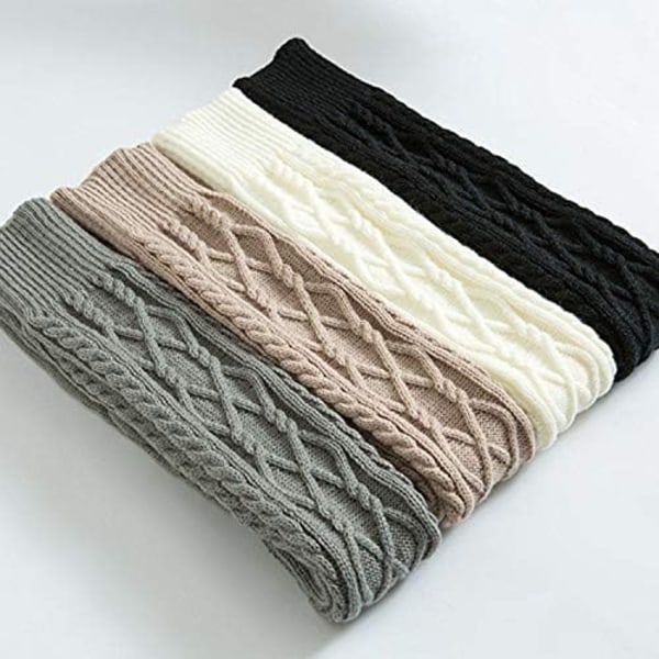 ##/Lange Strikksokker for Kvinner - Grå, Varme Lårhøye Sokker for Vinter##/