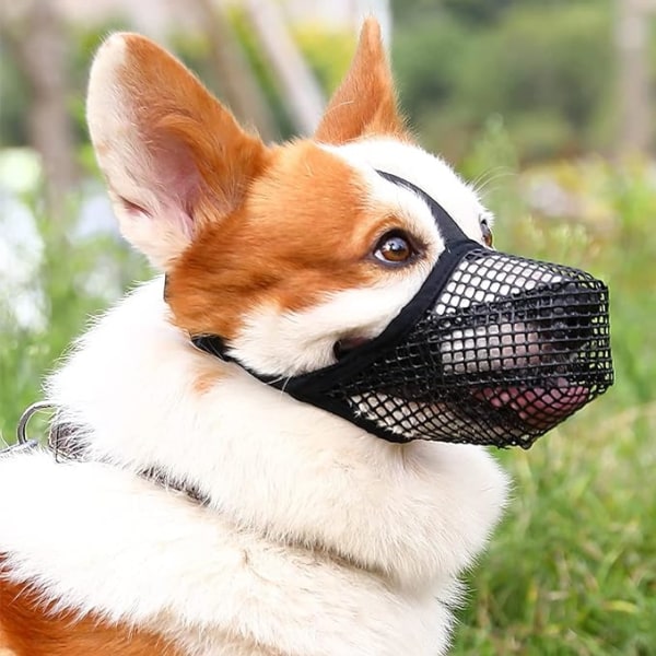 Hundmunskydd Mjuk Nylon Mask (Svart, L) - Justerbar andningsbar mesh