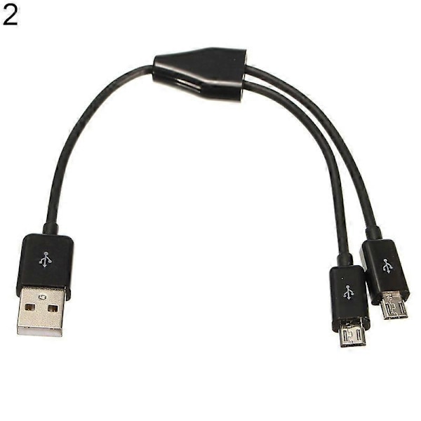USB 2.0 Hann til Micro USB 2.0 Hann 1 til 2 Y Splitter Lader Datakabel Ledning 20cm