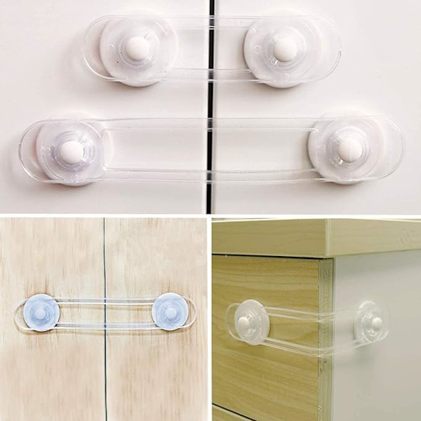8-pack Baby Säkerhetslås (11,3 cm), Transparenta Barnsäkra Skåpslås