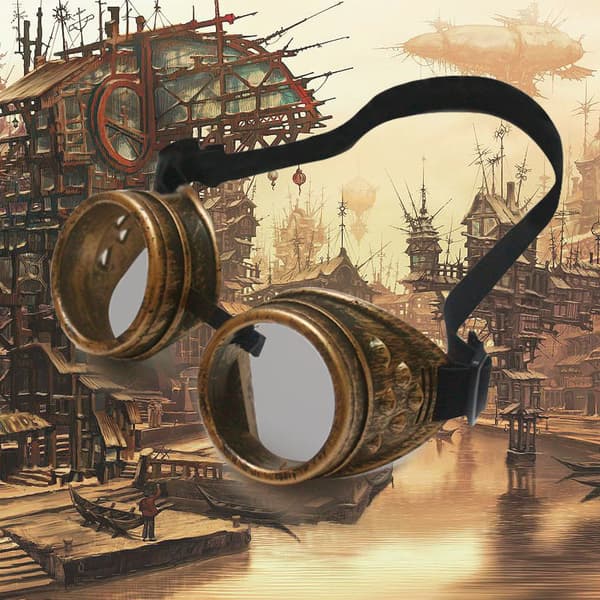 ##/Brons 1 st svart steampunk-inspirerade solglasögon##/