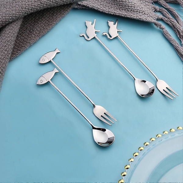 Kaffeskje med langt håndtak i rustfritt stål Kakegaffel Serviseutstyr Spoon 1