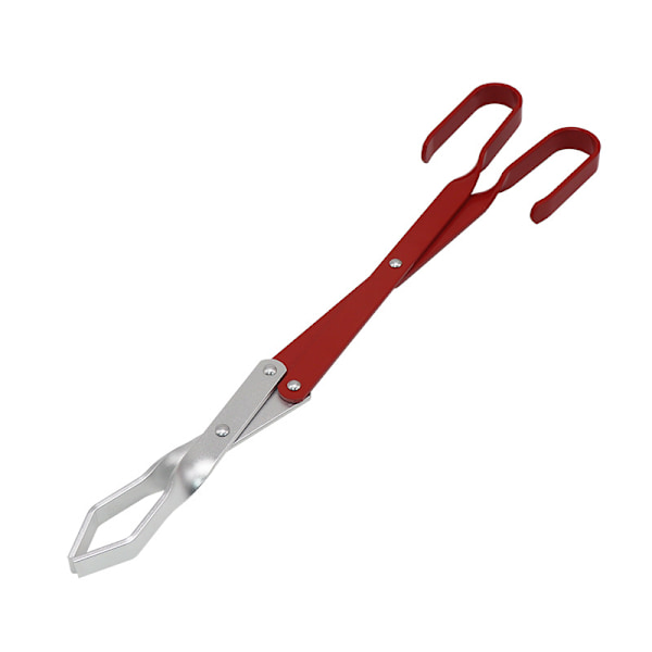 Liten röd grillkolsklämma i aluminium med långt handtag