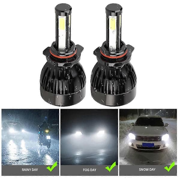 2 st 9012 COB LED-strålkastare 80W 6000K Vit 4-sidig strålkastare med kylfläkt