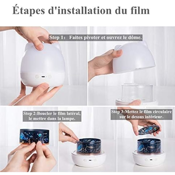 Børnenes Natlampe Stjerne Projektor, 360° Rotation af Lampe med