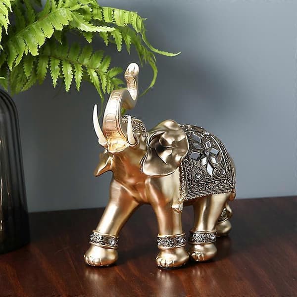 Iögonfallande Elefantfigur Fin Symbol Harts Elegant Elefantsnabel Skulptur för Hemmet M