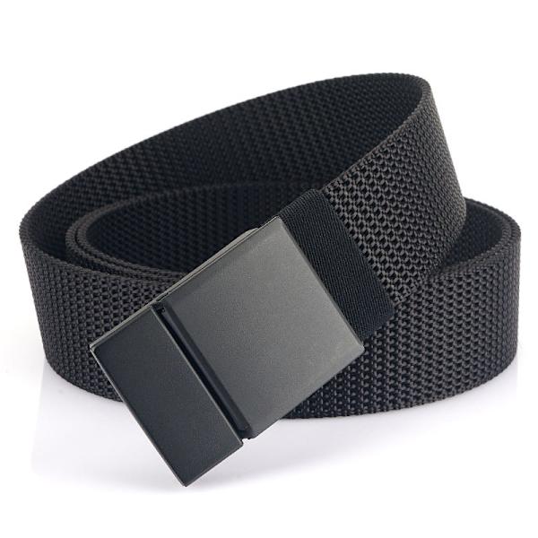 Sort lang herre-bælte i nylon, 120 cm, casual