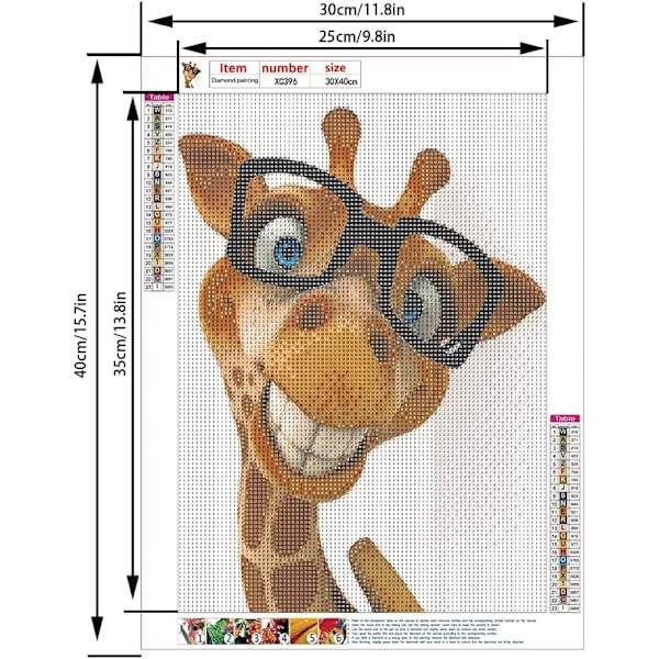 ##/5D diamantmålning-DIY-30x40cm-Herr Spectacled Giraff##/