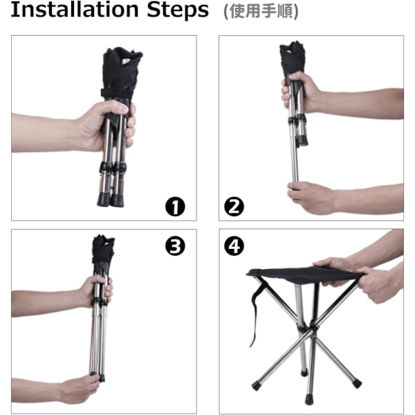(Blå - L) Klappstol Camping Fiske Stol Foldbar Tripod Liten