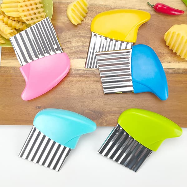 5 st Potatischipskutter i Rostfritt Stål med Vågig Blad Chips Cutter Crin